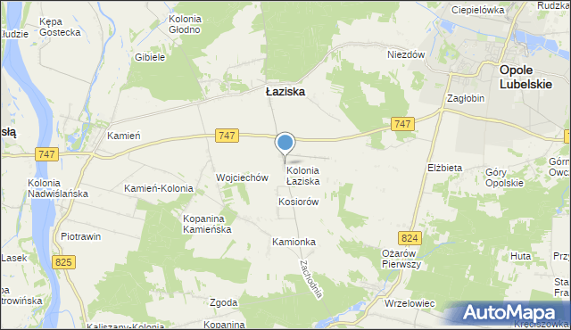 mapa Kolonia Łaziska, Kolonia Łaziska gmina Łaziska na mapie Targeo